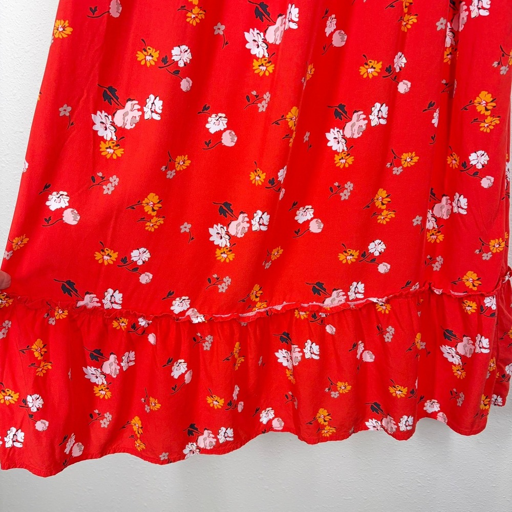 Isabel Maternity Maxi Dress M Orange Floral Smocked Ruffle Hem Sleeveless Summer - Picture 6 of 10